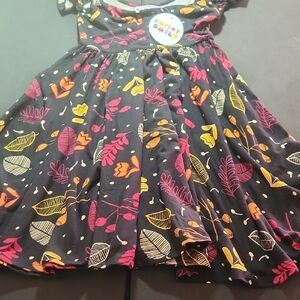 Dot Dot Smile Kids Dress - Black with Pink and Orange Acents Fall Theme Nwt 3 /4